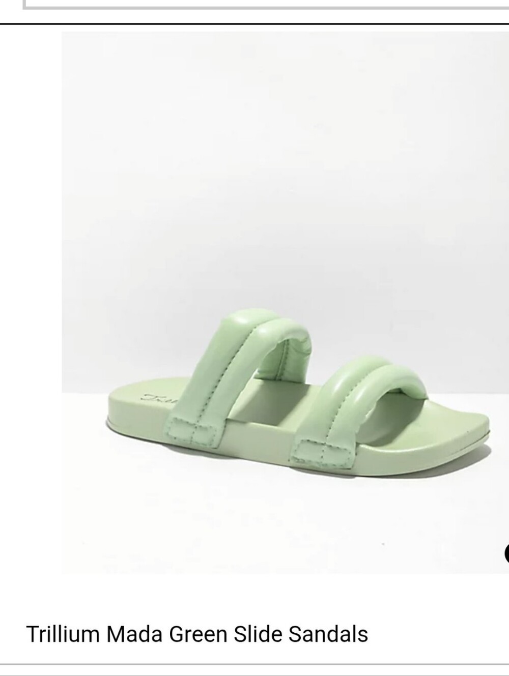 Trillium SZ 8 Mada Mint Green Padded Double-Strap Slide Sandals